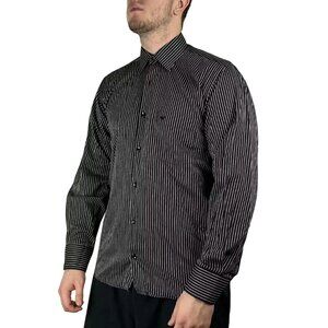 Armani black pinstriped polo shirt size M